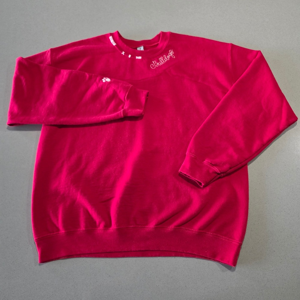 Gildan Heavy Blend Red Bulldogs Embroidered Crewneck Sweatshirt Mens Large